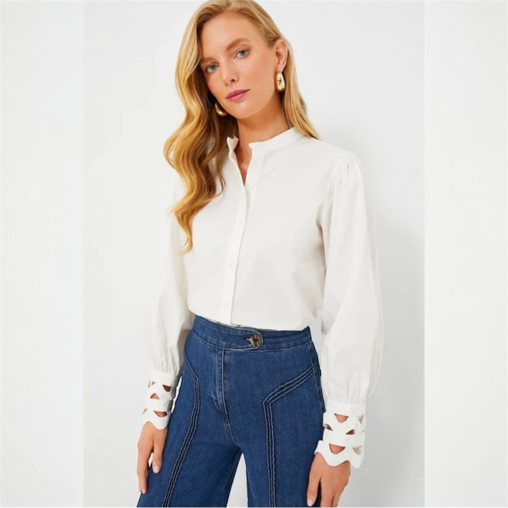 The Shirt by Rochelle Behrens White Blouse Size L NWT